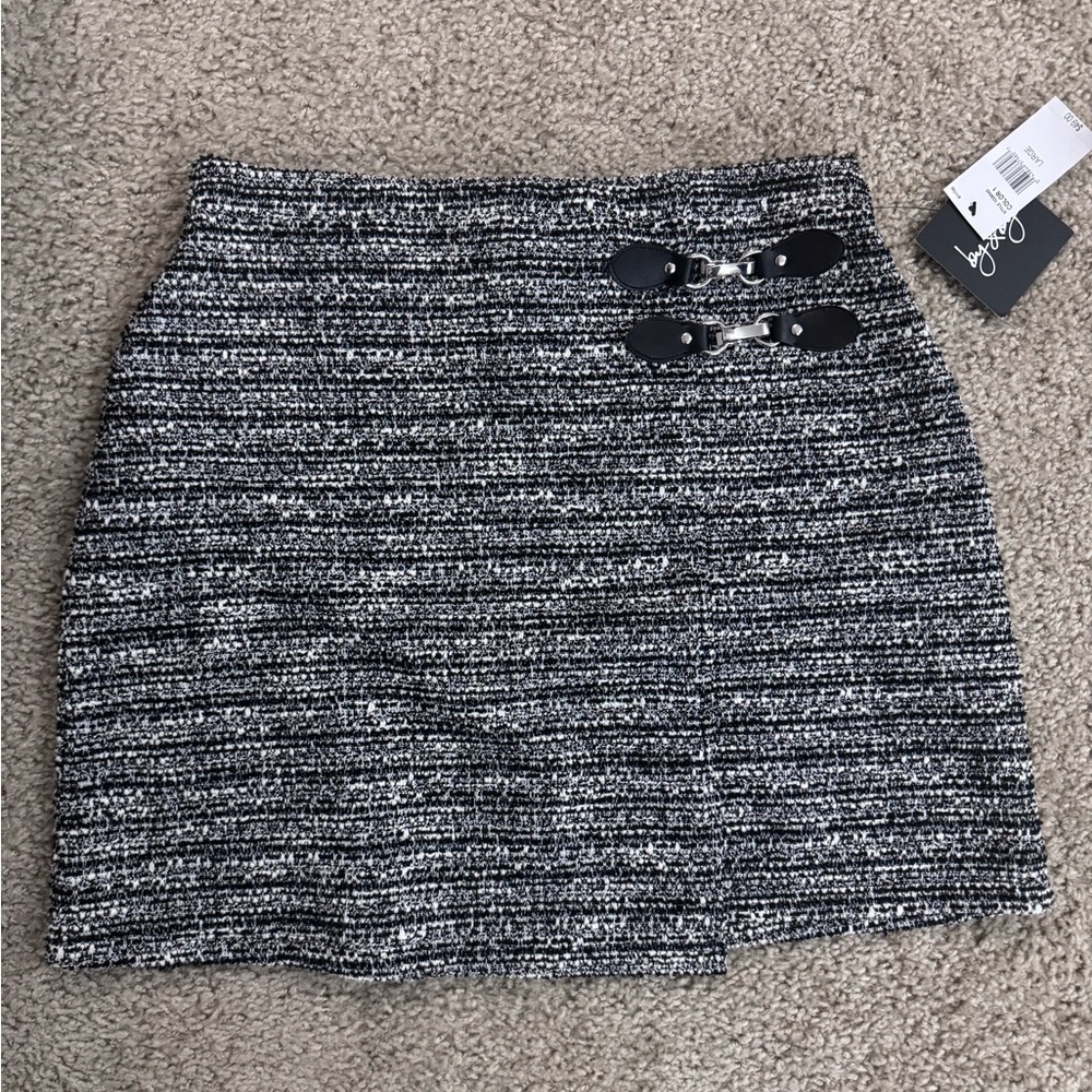 by & by Black and White Textured Mini Skirt